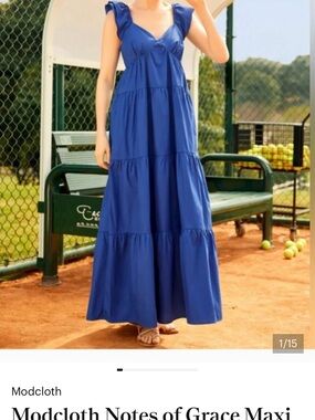 Modcloth Royal Blue Tiered Maxi Dress